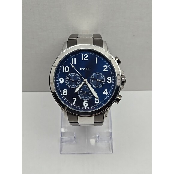 Fossil Yorke BQ2540 Blue Dial Quartz New Battery 50mm Multi Function Steel Watch - Picture 1 of 11